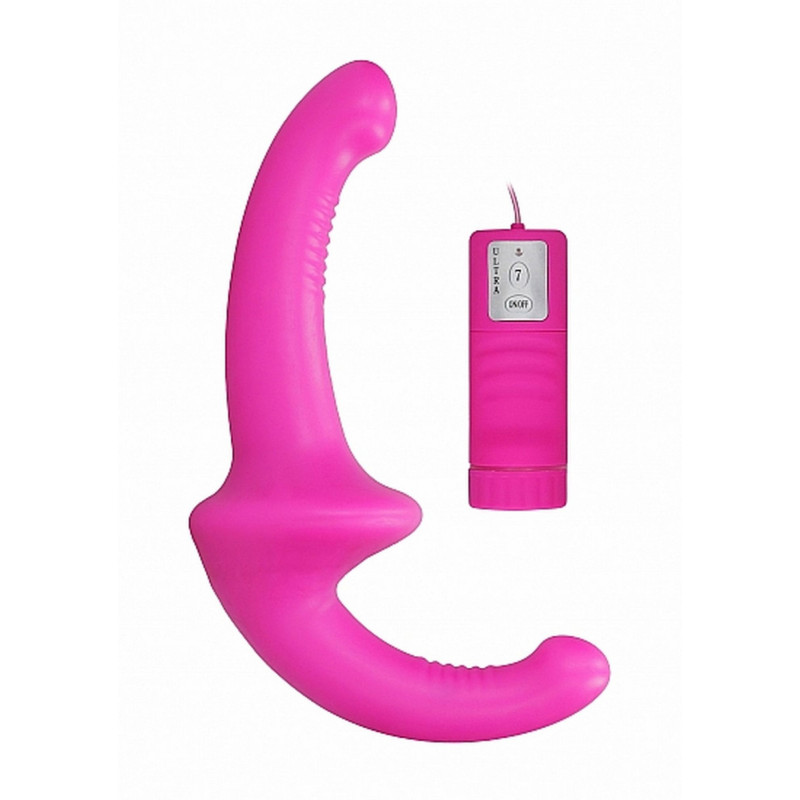 VIBRATING SILICONE STRAPLESS STRAPON PINK