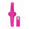 VIBRATING SILICONE STRAPLESS STRAPON PINK