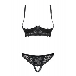 OBSESSIVE OTWARTY KOMPLET LETICA CUPLESS CZARNY L/XL