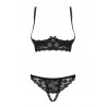 OBSESSIVE OTWARTY KOMPLET LETICA CUPLESS CZARNY L/XL