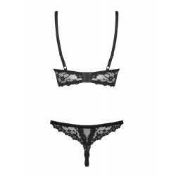 OBSESSIVE OTWARTY KOMPLET LETICA CUPLESS CZARNY L/XL