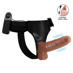 STRAP-ON PENIS 6,2" BROWN WIBRACJE