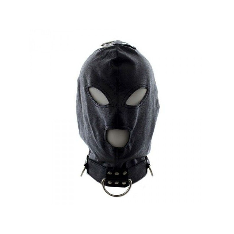 MASKA BONDAGE HOOK MASK+COLLAR  BLACK