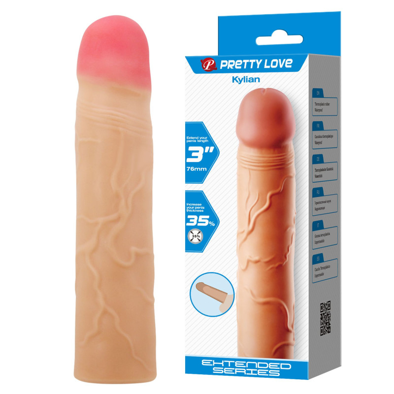 NAKŁADKA PRETTY LOVE KYLIAN FLESH EXTEND YOUR PENIS LENGHTH 3'' (76mm)