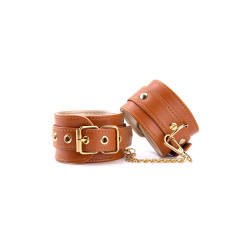 BLAZE ELITE HAND CUFFS COGNAC VEGAN LEAT KAJDANKI / MANKIETY