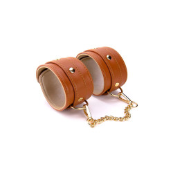 BLAZE ELITE HAND CUFFS COGNAC VEGAN LEAT KAJDANKI / MANKIETY