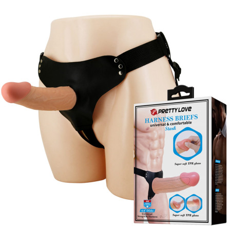 STRAP-ON PRETTY LOVE - HARNESS BRIEFS DILDO 6,9''FlESH