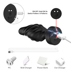 KOREK PLUG LIMONSTER 9 WIBRACJI CZARNY USB