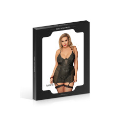 BABYDOLL Z PASEM DO POŃCZOCH I STRINGAMI 2XL-3XL