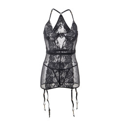 BABYDOLL Z PASEM DO POŃCZOCH I STRINGAMI 2XL-3XL