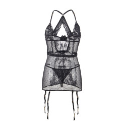 BABYDOLL Z PASEM DO POŃCZOCH I STRINGAMI 2XL-3XL