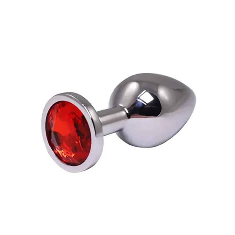 KOREK / PLUG METAL MEDIUM SILVER RED DIAMOND