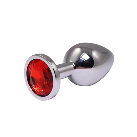 KOREK / PLUG METAL MEDIUM SILVER RED DIAMOND