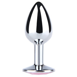 KOREK / PLUG METAL SMALL SILVER PINK DIAMOND