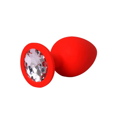 KOREK PLUG JEWELLERY RED SILICON MEDIUM WIHTE DIAMOND
