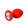 KOREK PLUG JEWELLERY RED SILICON MEDIUM WIHTE DIAMOND
