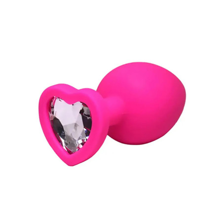 KOREK / PLUG PINK LARGE HEART-SHAPED WHITE CRYSTAL