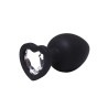 KOREK / PLUG BLACK LARGE HEART-SHAPED WHITE CRYSTAL