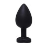 KOREK / PLUG BLACK LARGE HEART-SHAPED WHITE CRYSTAL