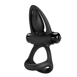 PRETTY LOVE - VIBRATION COCK RING Black 10 FUNKCJI WIBRACJI
