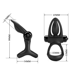 PRETTY LOVE - VIBRATION COCK RING Black 10 FUNKCJI WIBRACJI