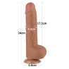 DILDO 9,5" 24 CM ŚLIZGAJACA SIĘ SKÓRA DWUWARSTWOWA BRĄZOWY