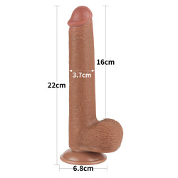 DILDO 9" 22 CM ŚLIZGAJACA SIĘ SKÓRA DWUWARSTWOWA BRĄZOWY