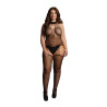 BODYSTOCKING CZARNE CHOKER SIATECZKA  PLUS SIZE XXL-5XL