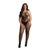 BODYSTOCKING CZARNE SIATECZKA DUO NET HIGH NECK  PLUS SIZE XXL-5XL