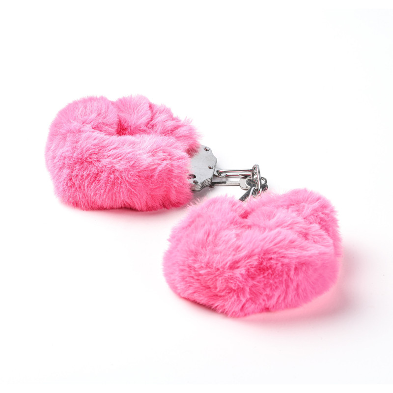 KAJDANKI METALOWE Z FUTERKIEM CIEMNO RÓŻOWE