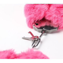 KAJDANKI METALOWE Z FUTERKIEM CIEMNO RÓŻOWE