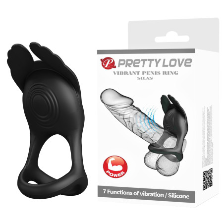 PRETTY LOVE - VIBRANT PENIS RING SILAS BLACK 7 FUNKCJI WIBRACJI USB