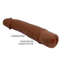 PRETTY LOVE LEANDER REALISTIC VIBRATING DILDO 7,9" 20,3 CM BROWN