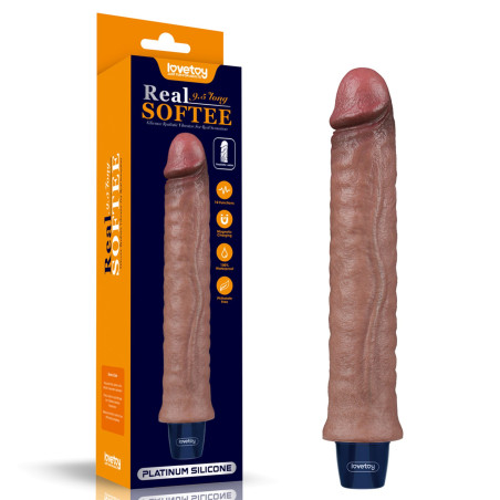 WIBRATOR 9,5" REAL SOFTEE SILIKONOWE WIBRUJACE DILDO USB