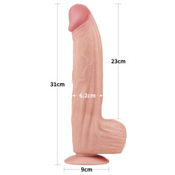 DILDO KING SIZE 12" Z PODWÓJNĄ WARSTWĄ SKÓRY ŚLIZGOWEJ