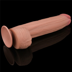 DILDO KING SIZE 12" Z PODWÓJNĄ WARSTWĄ SKÓRY ŚLIZGOWEJ