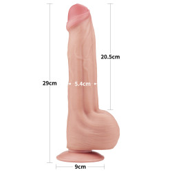 DILDO KING SIZE 11,5" Z PODWÓJNĄ WARSTWĄ SKÓRY ŚLIZGOWEJ