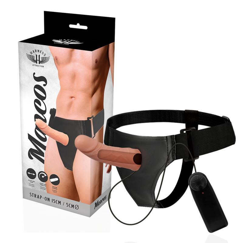STRAP-ON HARNESS ATTRACTION - RNES HOLLOW FRAMES WITH VIBRATOR 15 CM -O- 5 CM