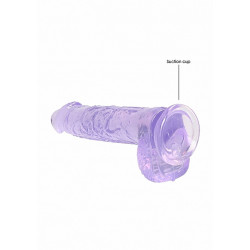 DILDO CRYSTAL CLEAR 6" 15 CM  DILDO Z PRZYSSAWKĄ PURPLE