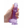 DILDO CRYSTAL CLEAR 6" 15 CM  DILDO Z PRZYSSAWKĄ PURPLE