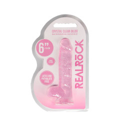 DILDO CRYSTAL CLEAR 6" 15 CM  DILDO Z PRZYSSAWKĄ RÓŻOWE