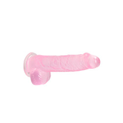 DILDO CRYSTAL CLEAR 6" 15 CM  DILDO Z PRZYSSAWKĄ RÓŻOWE