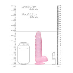 DILDO CRYSTAL CLEAR 6" 15 CM  DILDO Z PRZYSSAWKĄ RÓŻOWE