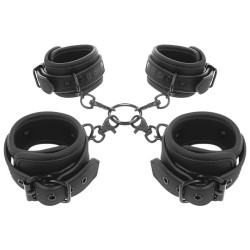 ZESTAW DO NIEWOLENIA FETISH SUBMISSIVE - SET OF HAND AND ANKLE HANDCUFFS WITH NOPRENE LINING