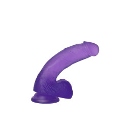 ELASTYCZNE DILDO 7" ROZMIAR M PRZYSSAWKA  FIOLETOWE