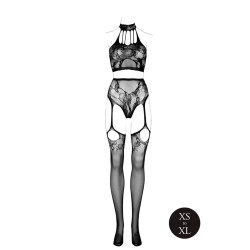 BODYSTOCKING 2- CZĘŚCIOWY KOMPLET CZARNY  XS/XL