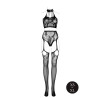 BODYSTOCKING 2- CZĘŚCIOWY KOMPLET CZARNY  XS/XL