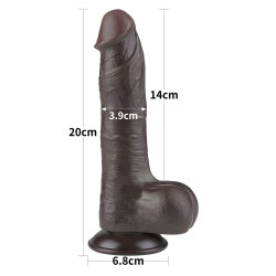 DILDO DONG 8'' SLIDING SKIN DUAL LAYER