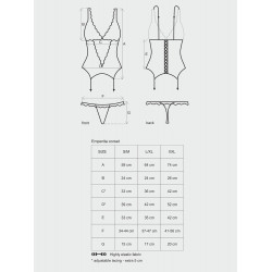 OBSESSIV EMPERITA CORSET 2XL/3XL GORSET I STRINGI CZARNE