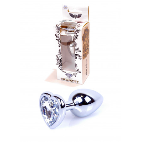 KOREK-JEWELLERY SILVER HEART PLUG CLEAR